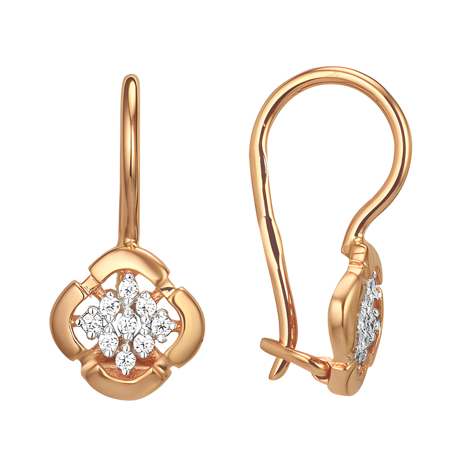 Серьги Сорокин 40134000 золото фианит 85680 тг