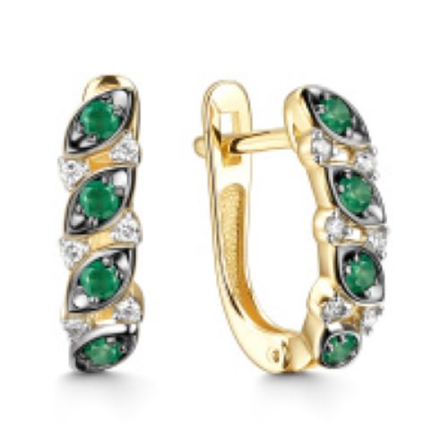 Серьги Mi Amor С/981-0323 вес 2.66 г золото бриллиант изумруд 537000 тг