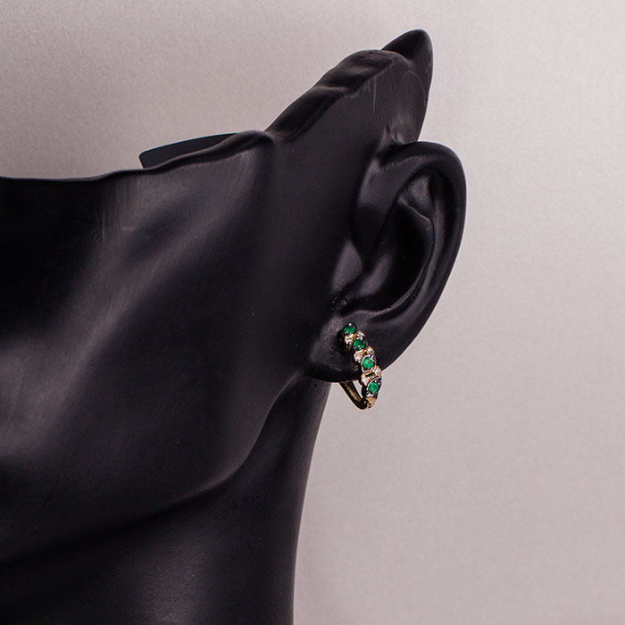 Серьги Mi Amor С/981-0323 вес 2.66 г золото бриллиант изумруд