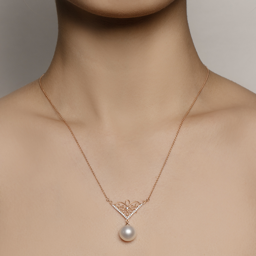 Колье Granat 3.70.11.0275.00-2167 золото фианит жемчуг