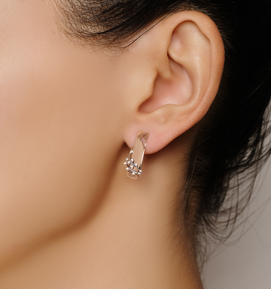 серьги Династия 014522-1102 вес 2,45 золото фианит